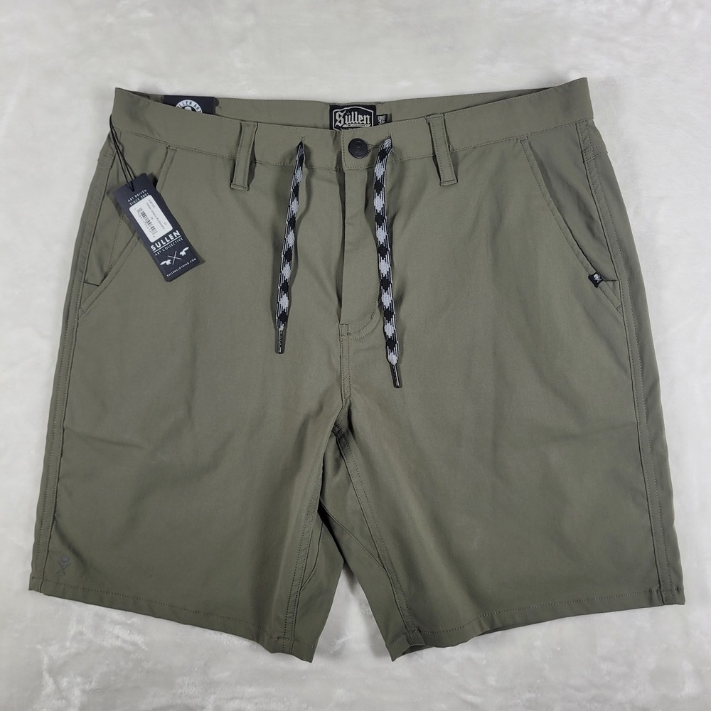 Sullen Verano Hybrid Walk Shorts Men's 36 Green Casual Drawstrings Outdoors NWT‎